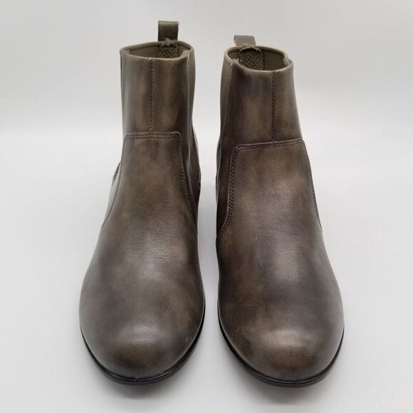 Ecco Women's Shape 35 Ankle Boots Sz 5.5 Brown Leather Block Heel Pull On - Picture 2 of 6